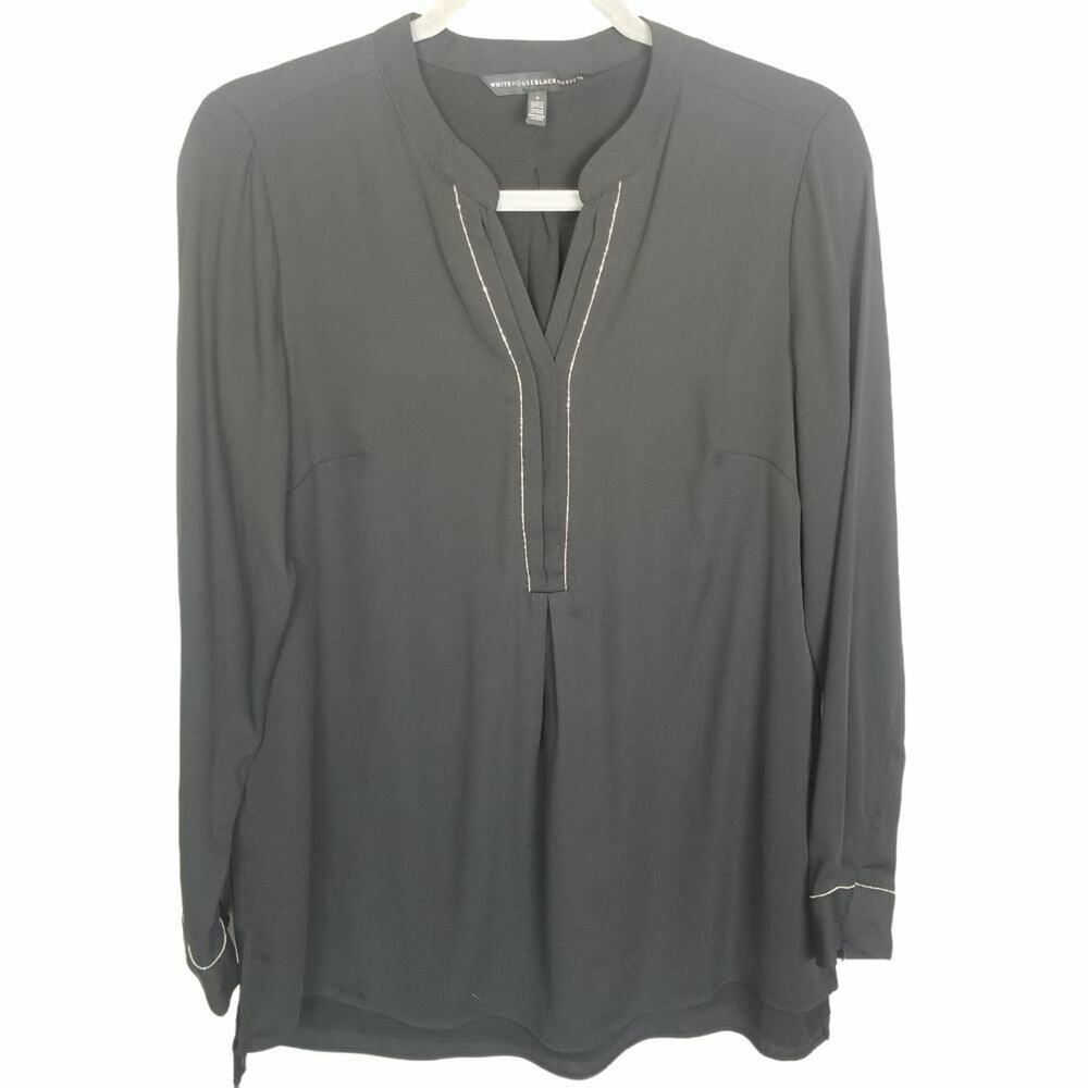 White House Black Market Womens V-Neck Blouse Size 4 Classic Career Corp Office